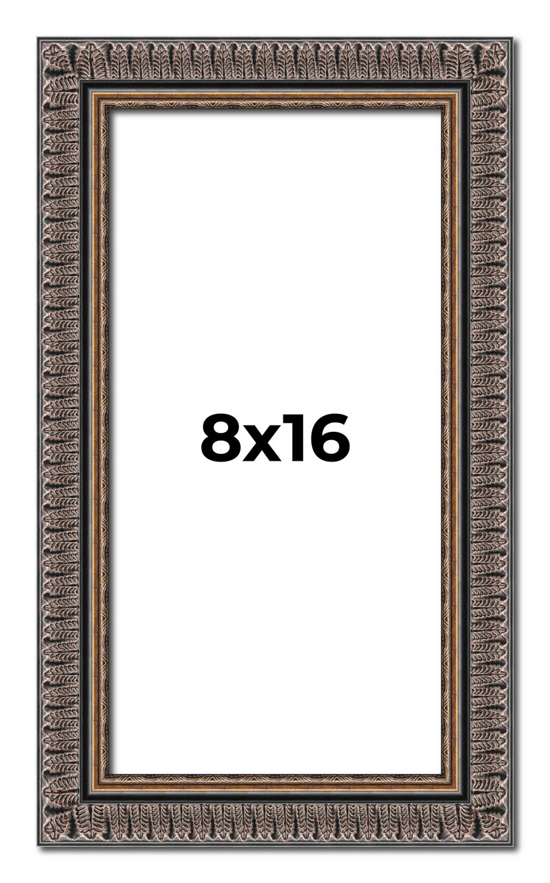 Panoramic Ornate Black Picture Frame - UV Acrylic, Foam Board Backing, Hanging Hardware
